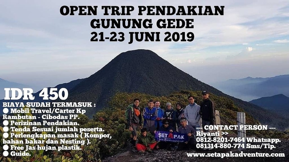 OPEN TRIP GUNUNG GEDE 14-16 JUNI 2019