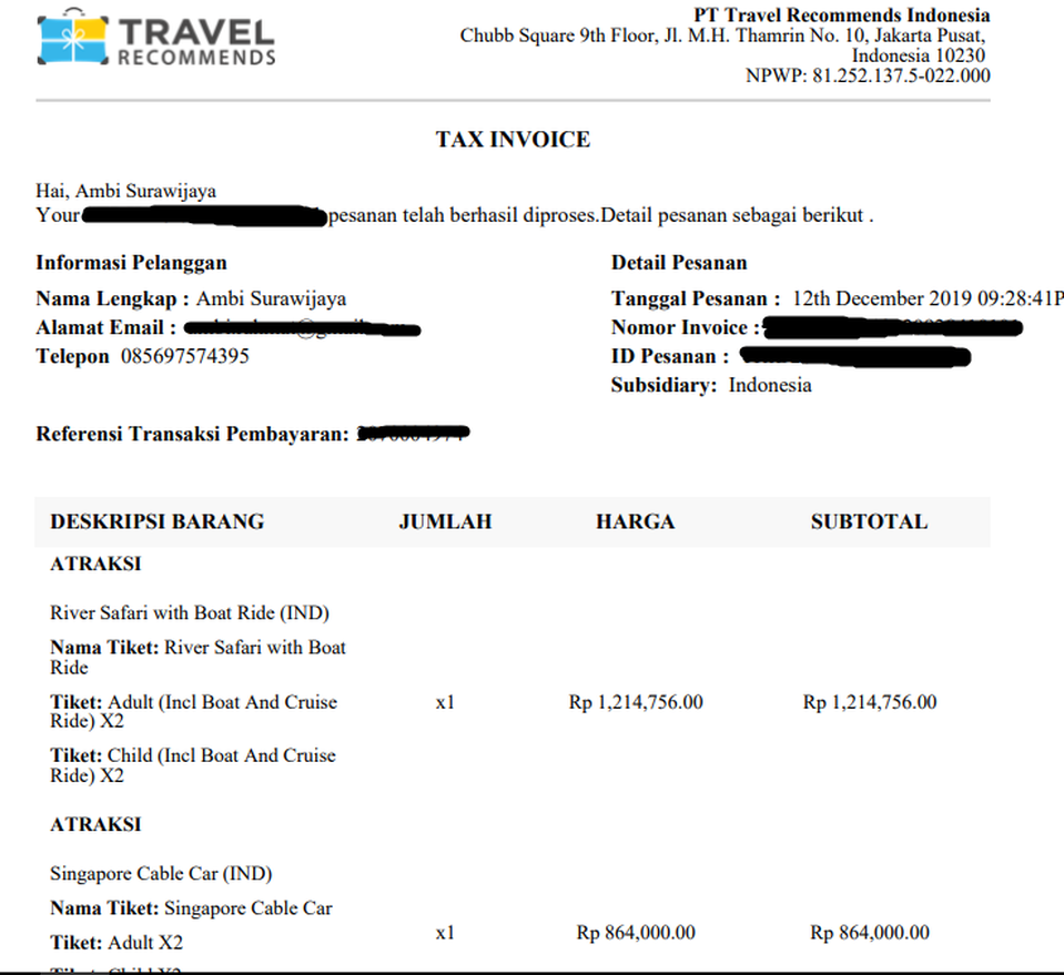 Tiket River Safari & Cable Car