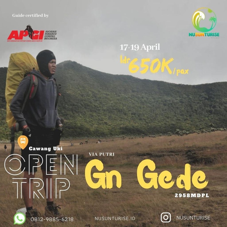 OPEN TRIP GN. GEDE 2.958 MDPL | 17-19 APRIL