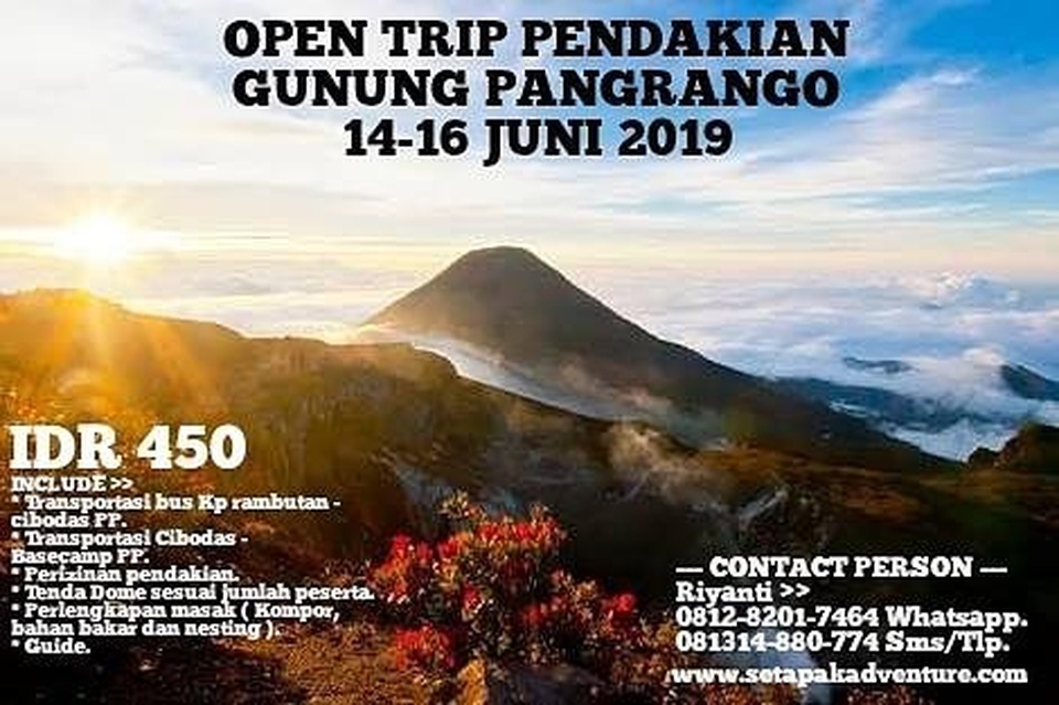 OPEN TRIP GUNUNG PANGRANGO 14-16 JUNI 2019