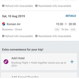 FOR SALE TICKET KOREAN AIR CGK-INCHEON