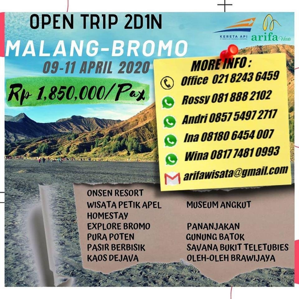 OPEN TRIP 2D1N MALANG BROMO 9-11 APRIL 2020