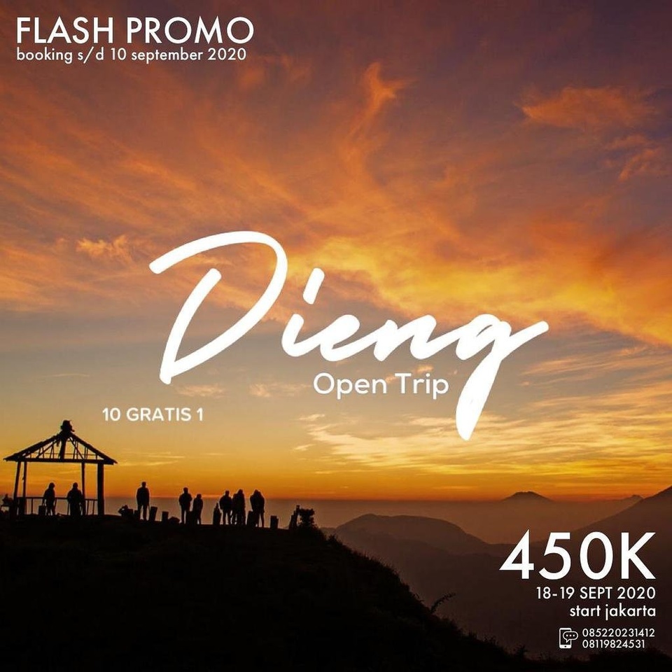 Open Trip Dieng (Tanpa Menginap) Flash Promo "10 Gratis 1"