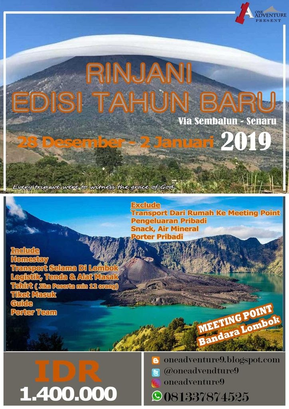 Open Trip G.Rinjani Edisi Tahun Baru 2019