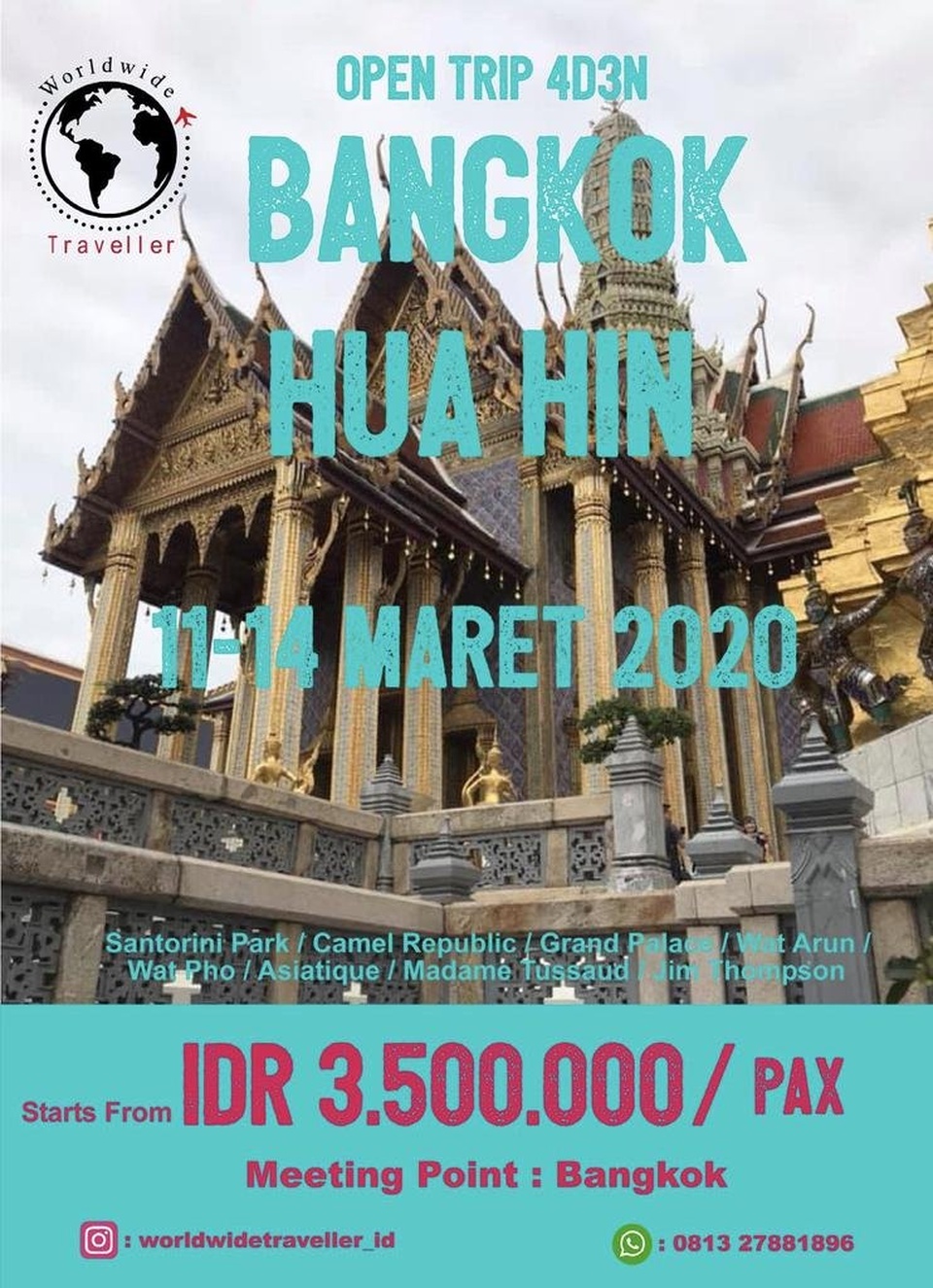 Open Trip Kece Bangkok & Hua Hin 4D3N