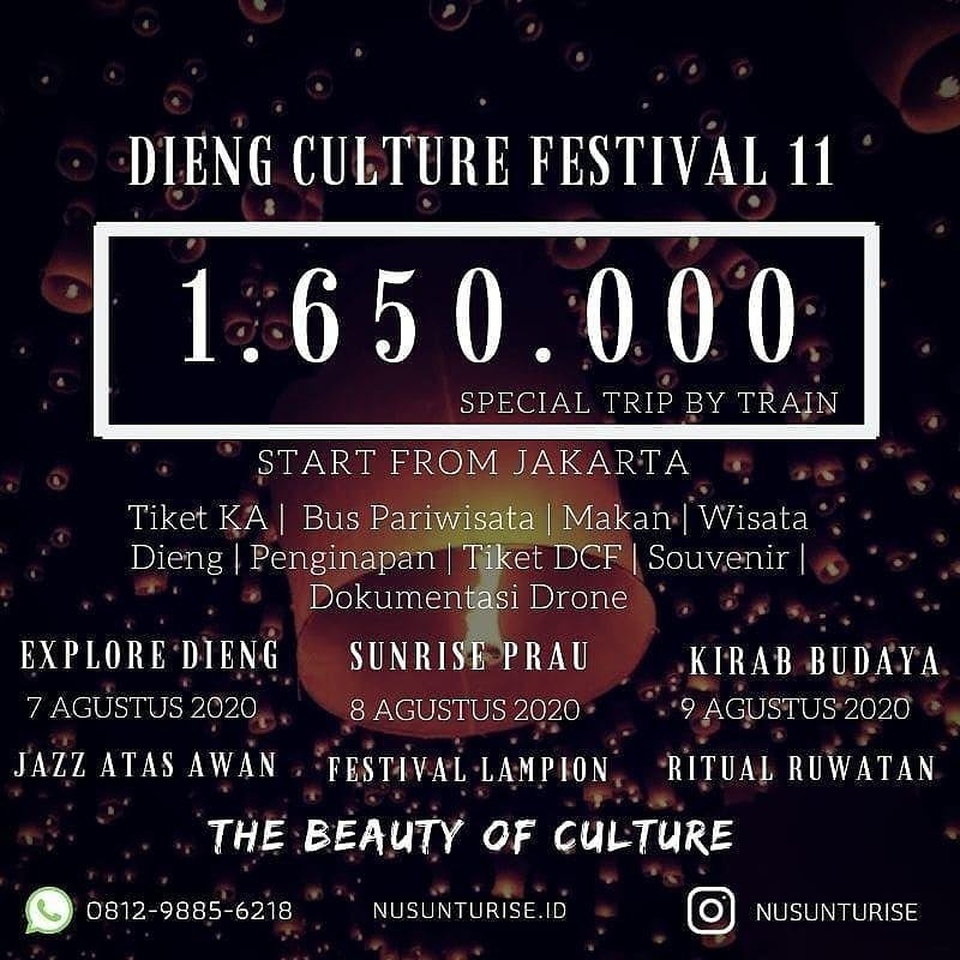 DIENG CULTURE FESTIVAL XI |  START JAKARTA 6 - 9 AGUSTUS 2020