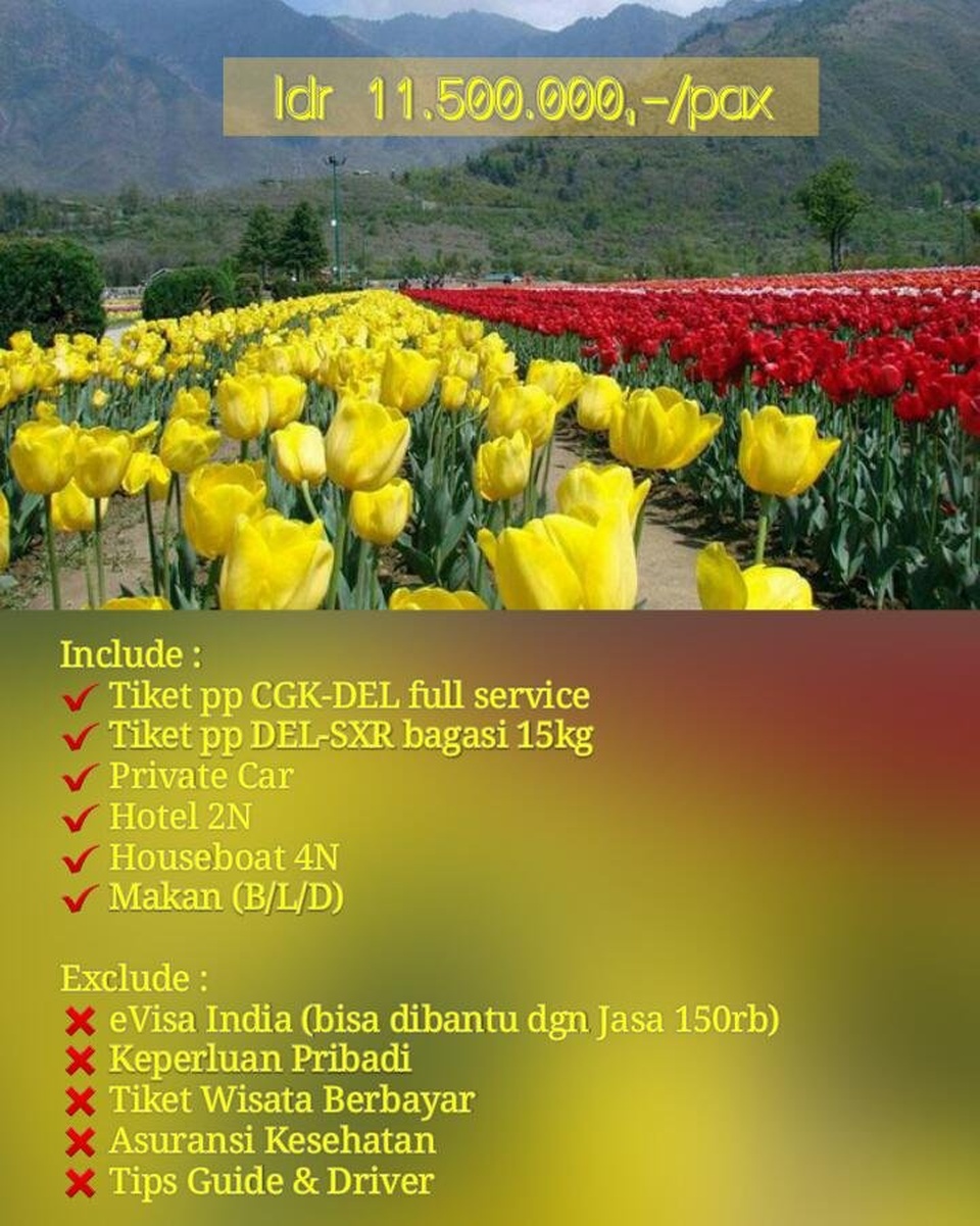 OPEN TRIP INDIA APRIL 2019 ( GOLDEN TRIANGLE + TULIP DI KASHMIR )